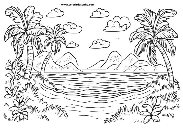 Coloring book pages beach