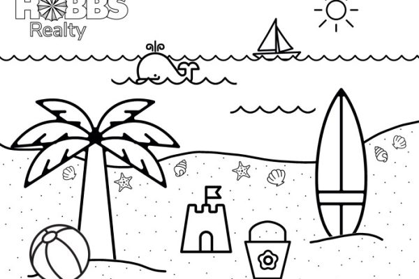 Coloring book pages beach